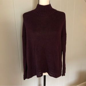 Maroon turtleneck hi low sweater
